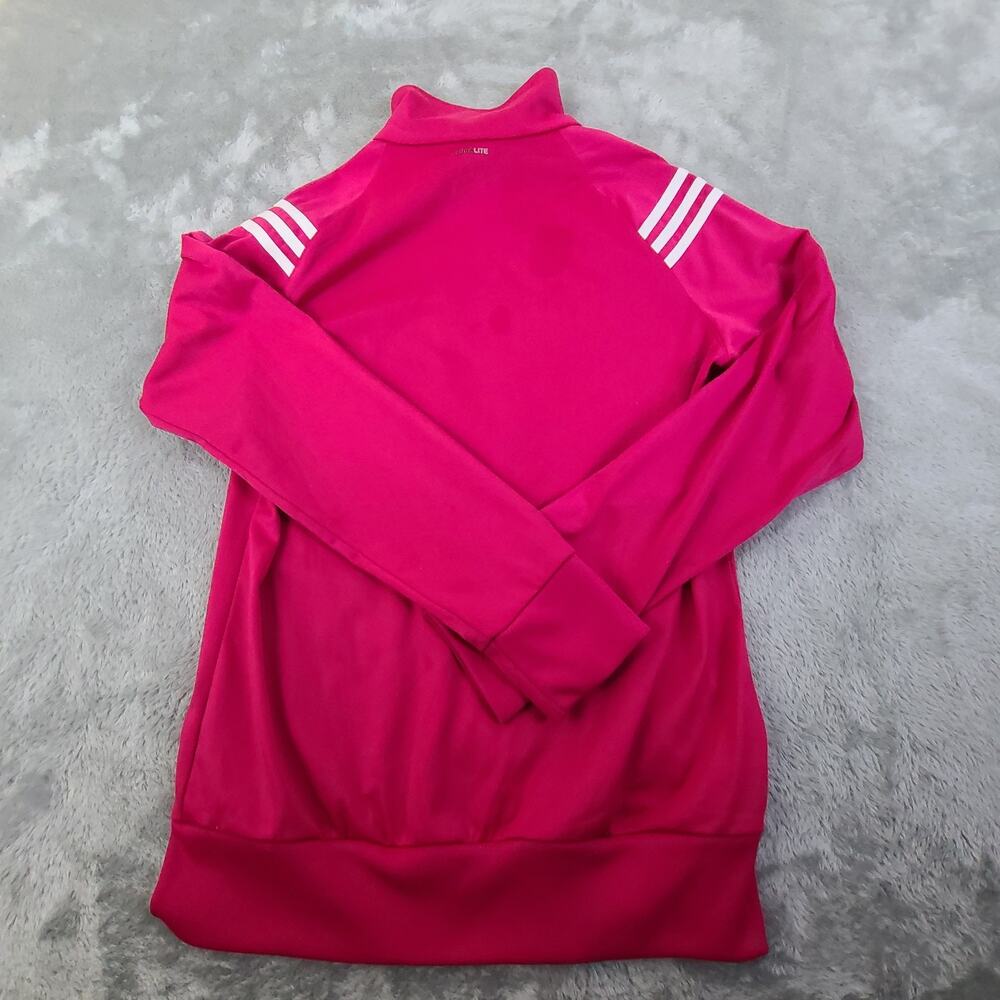 Adidas Jacket Women Medium Pink Climalite Windbreaker Full Zip Long Sleeves M - Picture 8 of 8